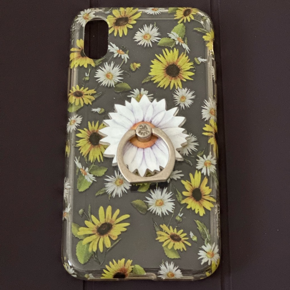 Velvet Caviar Iphone X case ( Sunflower Daisy) with Sunflower Daisy phone ring